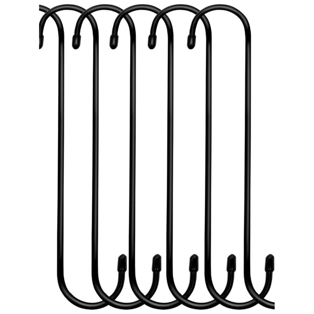 6 Pack 10 inch Extra Large S Hooks Black Heavy Duty Long S Hooks for Hanging
